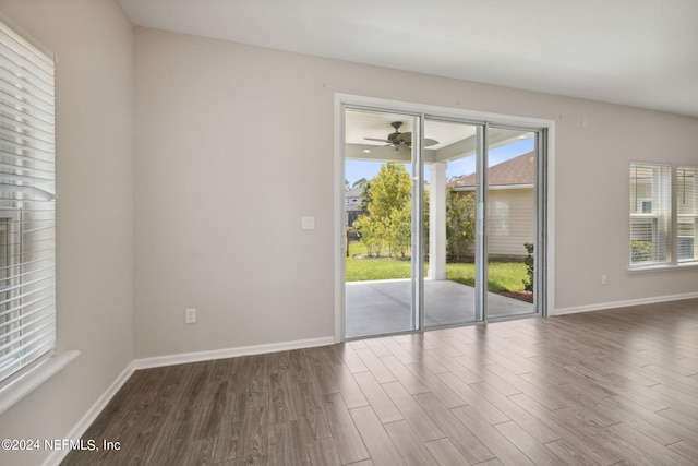 interior space with dark hardwood / wood-style flooring