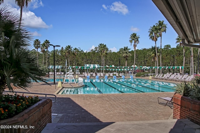 view of pool featuring a patio area