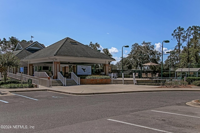 view of front of property featuring a gazebo