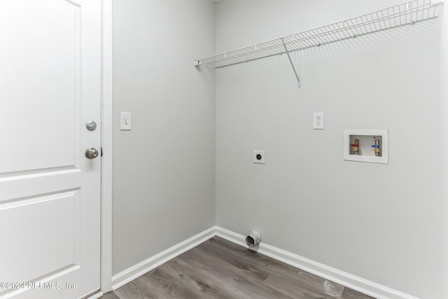 washroom featuring hookup for a washing machine, wood-type flooring, and hookup for an electric dryer