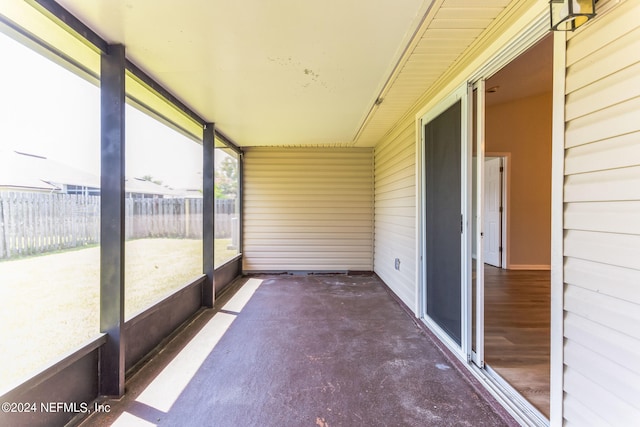 view of unfurnished sunroom