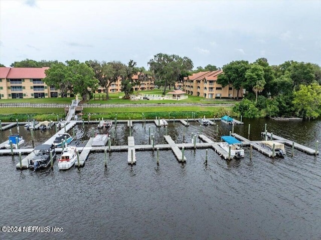 view of dock featuring a water view