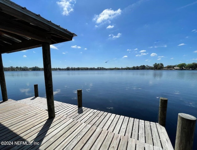 view of dock featuring a water view