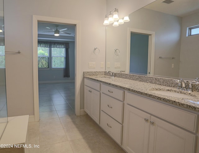 bathroom with vanity and tile patterned floors