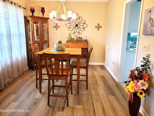9252 San Jose Blvd Unit 4301, Jacksonville, FL 32257 - dining area featuring baseboards, an inviting chandelier, and light wood-style floors