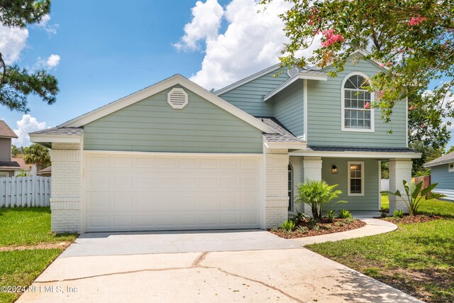 view of property with a garage