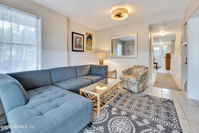 view of tiled living room