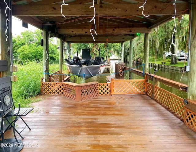 deck with a boat dock