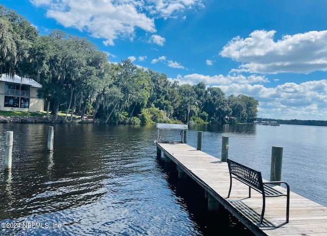 view of dock featuring a water view