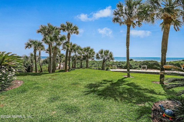 view of yard featuring a water view