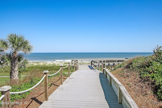 view of water feature with a view of the beach