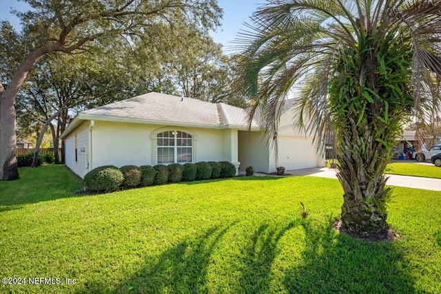 ranch-style house featuring a front yard