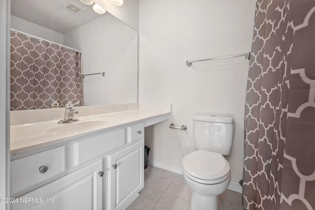 bathroom with tile patterned floors, toilet, and vanity