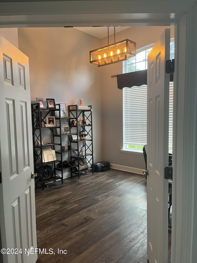 office space featuring hardwood / wood-style floors