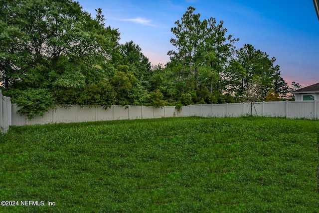 view of yard at dusk