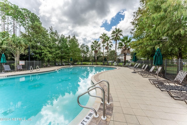 view of pool featuring a patio