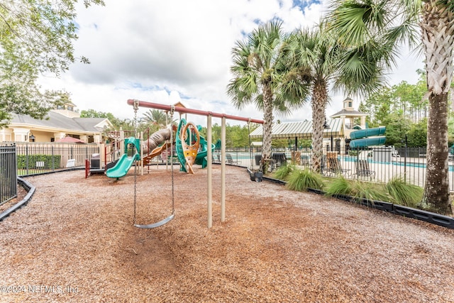 community play area with fence