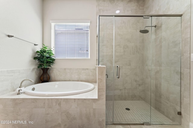 bathroom with plus walk in shower