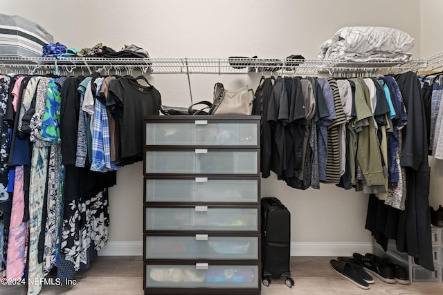 walk in closet featuring wood finished floors