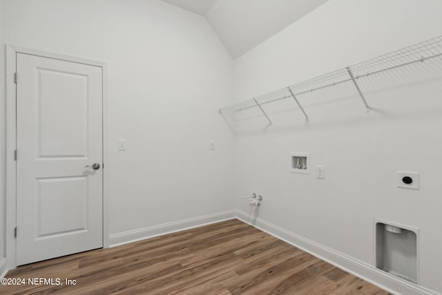 laundry room with hookup for an electric dryer, hardwood / wood-style floors, washer hookup, and hookup for a gas dryer