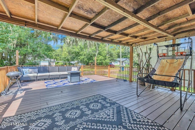 deck with an outdoor living space