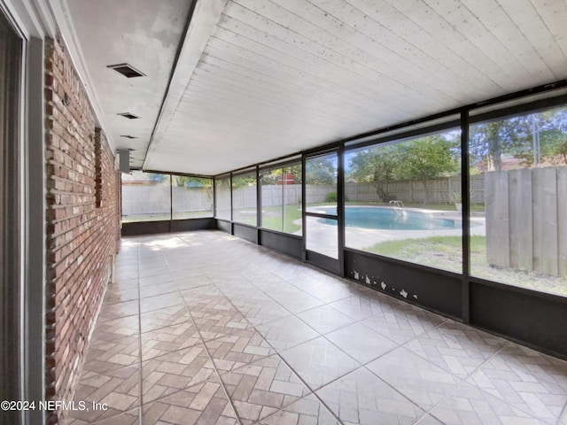 view of unfurnished sunroom