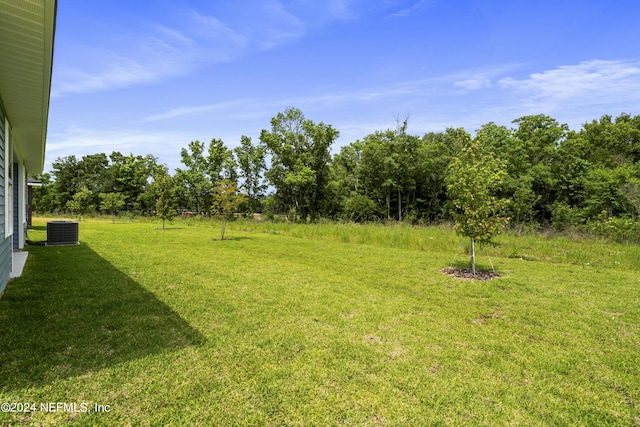 view of yard featuring central air condition unit