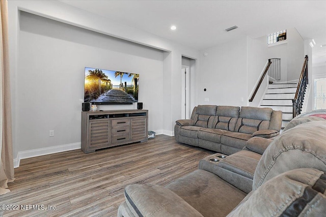 living room featuring hardwood / wood-style flooring