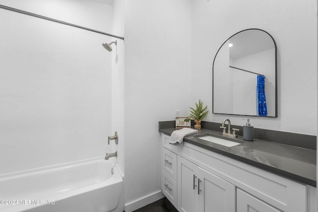 bathroom featuring vanity and shower / bath combination with curtain