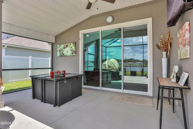 view of patio / terrace featuring ceiling fan