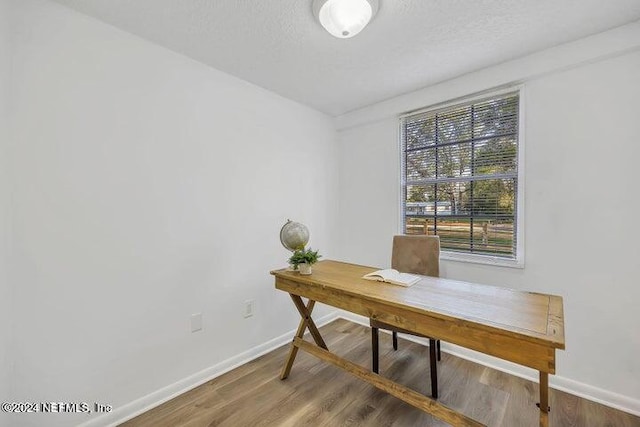 home office featuring hardwood / wood-style flooring