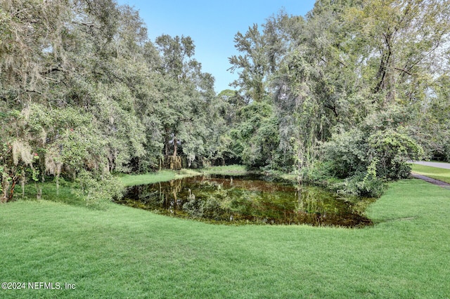 view of yard with a water view