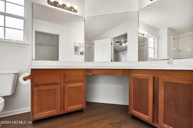 bathroom featuring vanity, toilet, and a healthy amount of sunlight