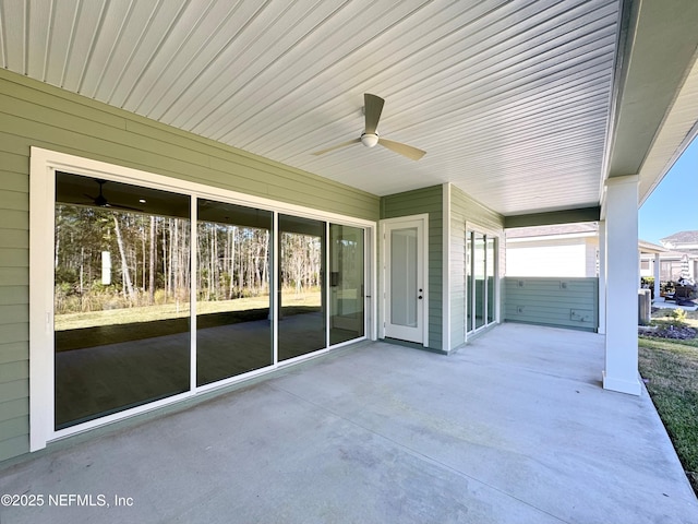 view of patio with ceiling fan