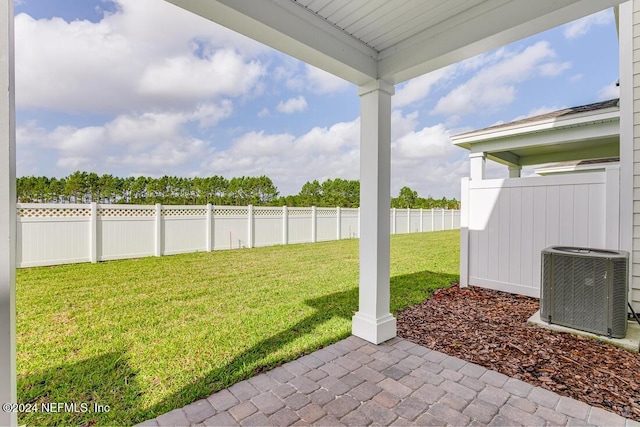 view of yard featuring a patio and cooling unit