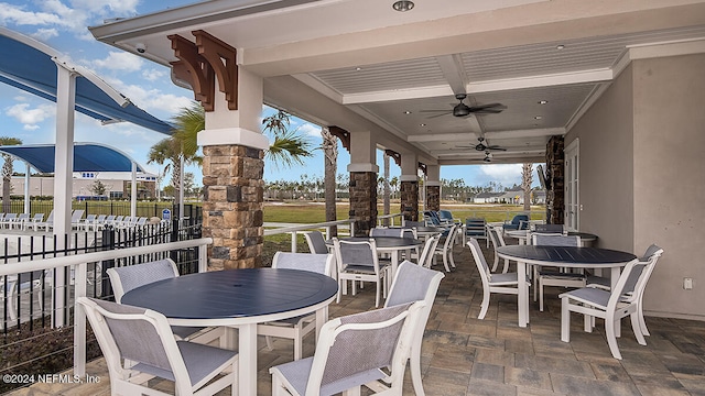 view of patio / terrace with ceiling fan