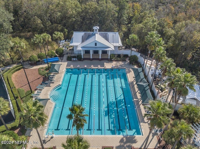 view of swimming pool featuring a gazebo and a patio area