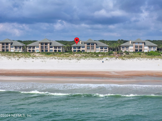 property view of water with a beach view