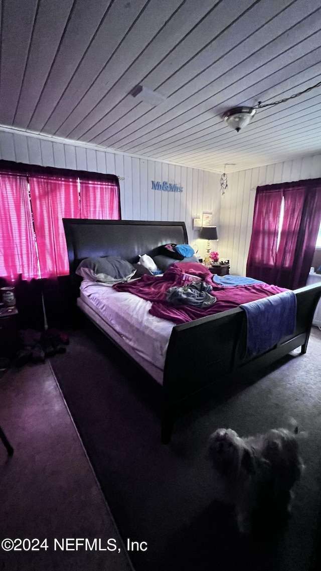 bedroom featuring wooden ceiling