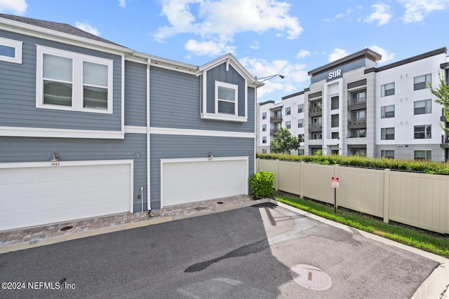 exterior space featuring a garage