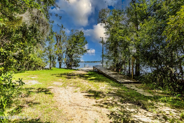 view of yard with a water view