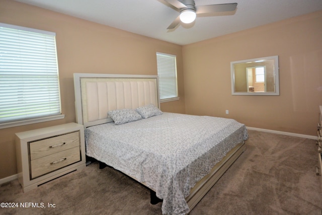 bedroom featuring carpet floors and ceiling fan