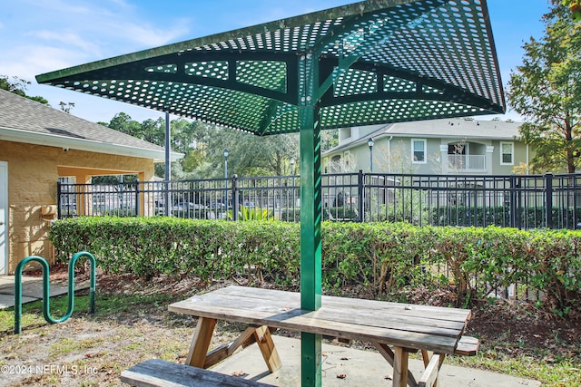 exterior space with a pergola