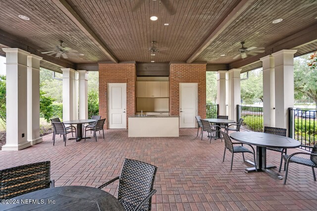 view of patio / terrace with ceiling fan