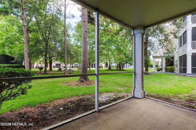 view of unfurnished sunroom