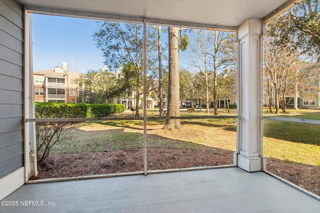 view of unfurnished sunroom