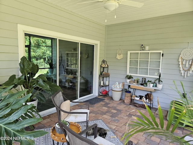 view of patio / terrace featuring a ceiling fan