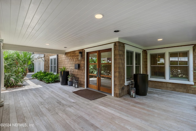 wooden deck with french doors