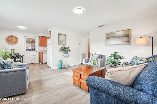 living room featuring light wood-type flooring