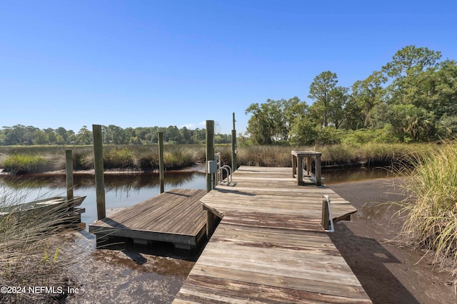 view of dock featuring a water view